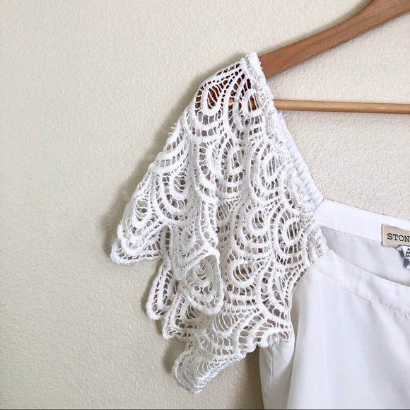 STONE COLD FOX San Jose Lace Off Shoulder Top in Ivory White - Picture 10 of 12